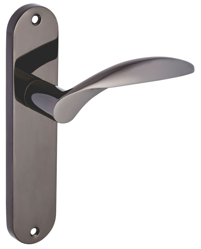 Image of Smith & Locke Crantock Fire Rated Latch Lever Door Handles Pair Black Nickel 