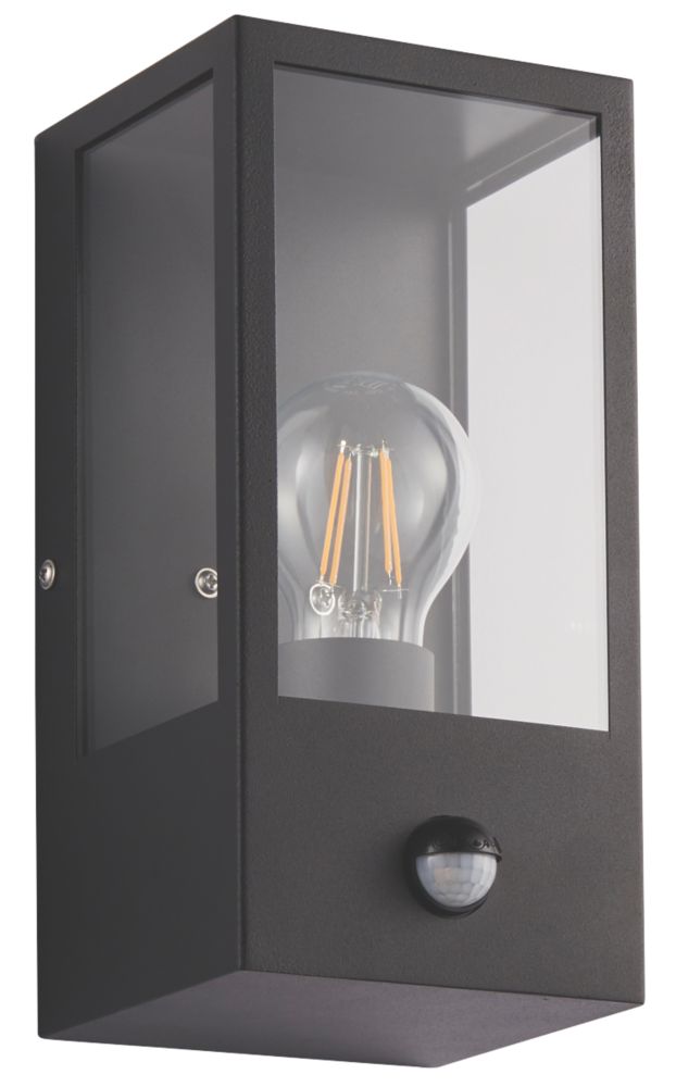 Image of LAP Breton Outdoor Rectangular Frame Lantern With PIR Sensor Matt Black 