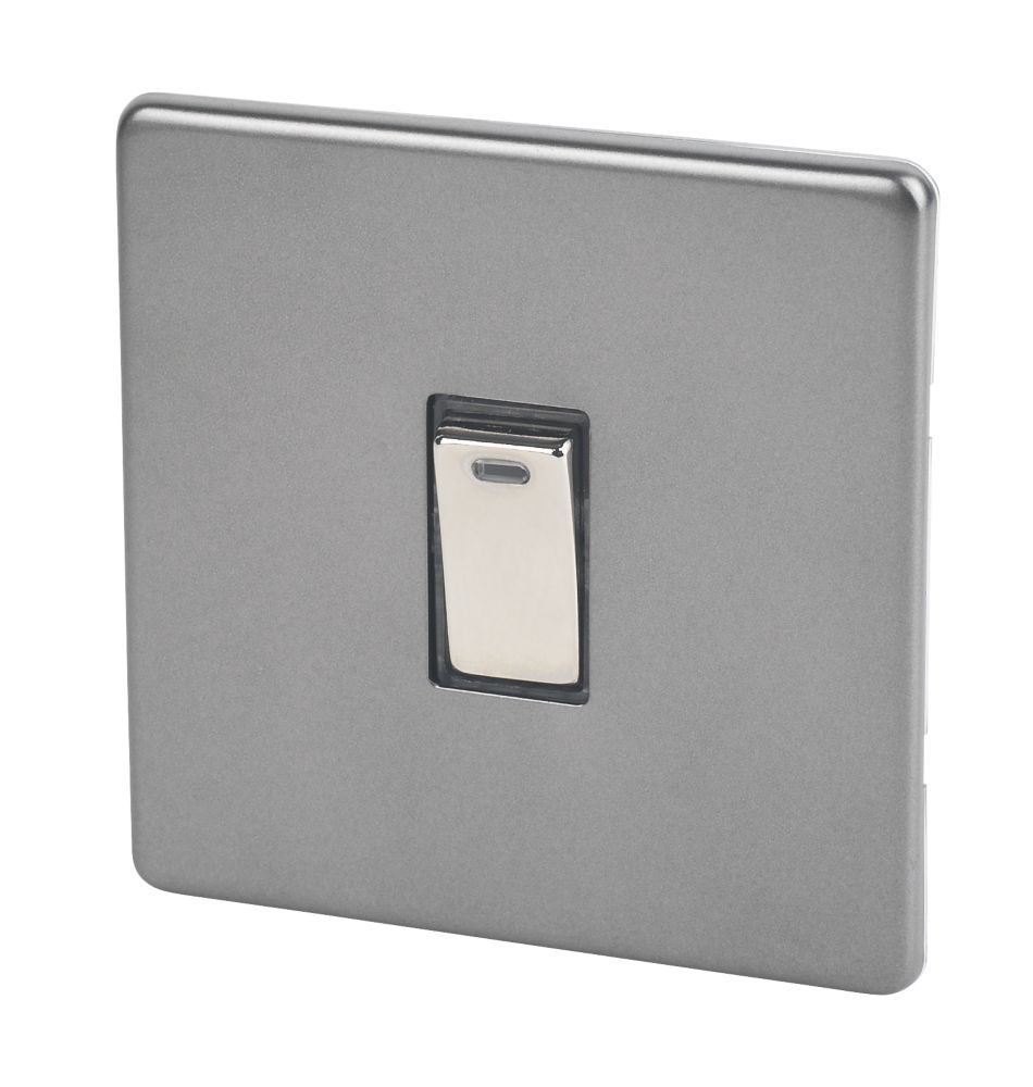 Image of Varilight 20AX 1-Gang DP Control Switch Slate Grey with Neon with Black Inserts 