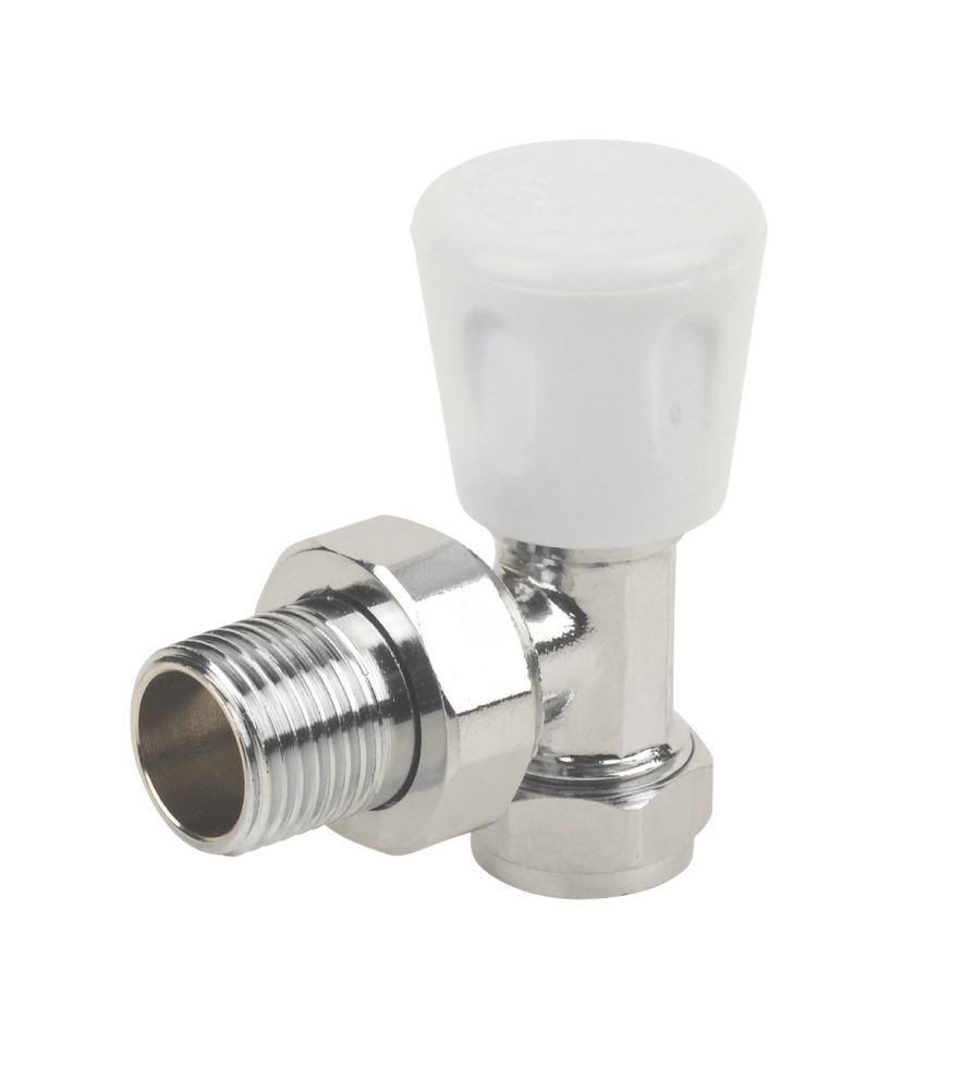 Image of White Angled Manual Radiator Valve 15mm x 1/2" 
