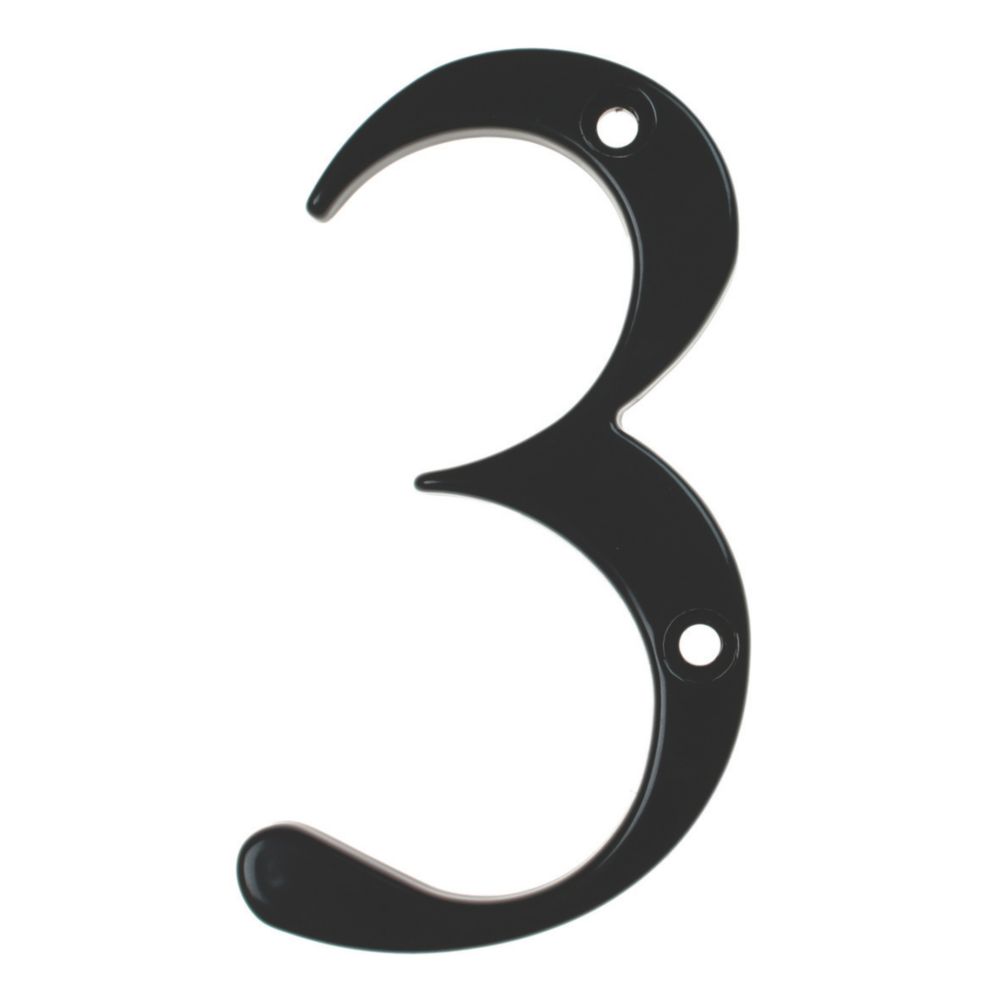 Image of Fab & Fix Door Numeral 3 Black 80mm 