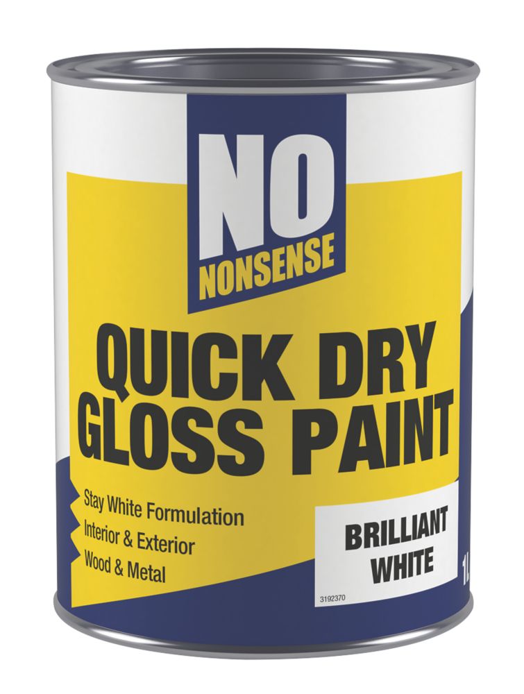 Image of No Nonsense Gloss Pure Brilliant White Acrylic Water-Based Paint 1Ltr 