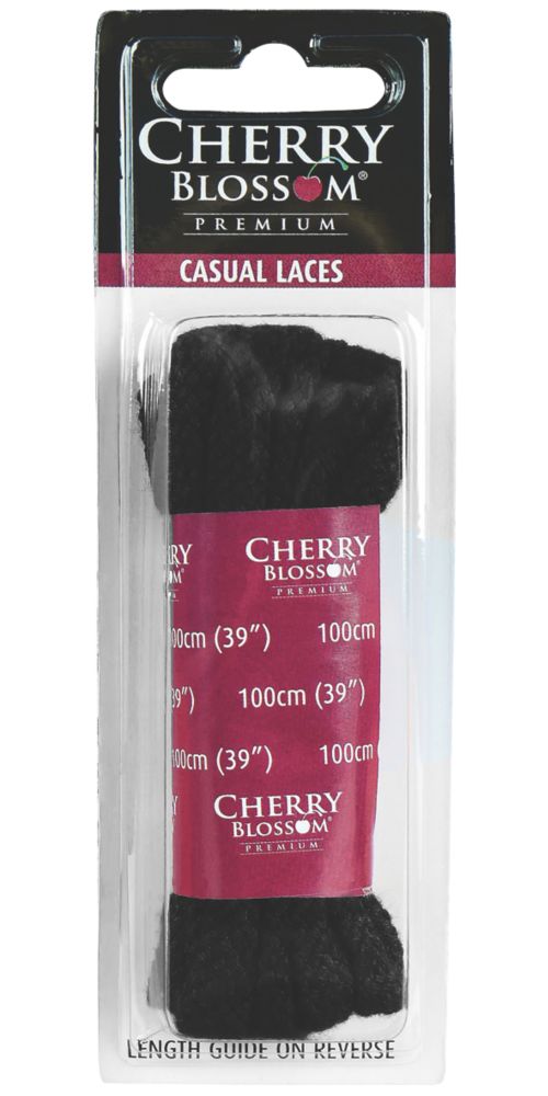 Image of Cherry Blossom Chunky Cord Shoe Laces Black 100cm 