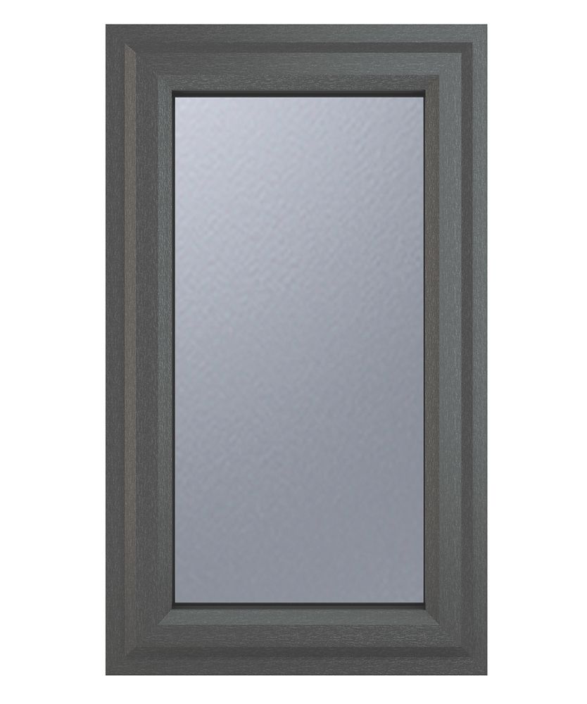 Image of Crystal Right-Hand Opening Clear Triple-Glazed Casement Anthracite on White uPVC Window 610mm x 820mm 