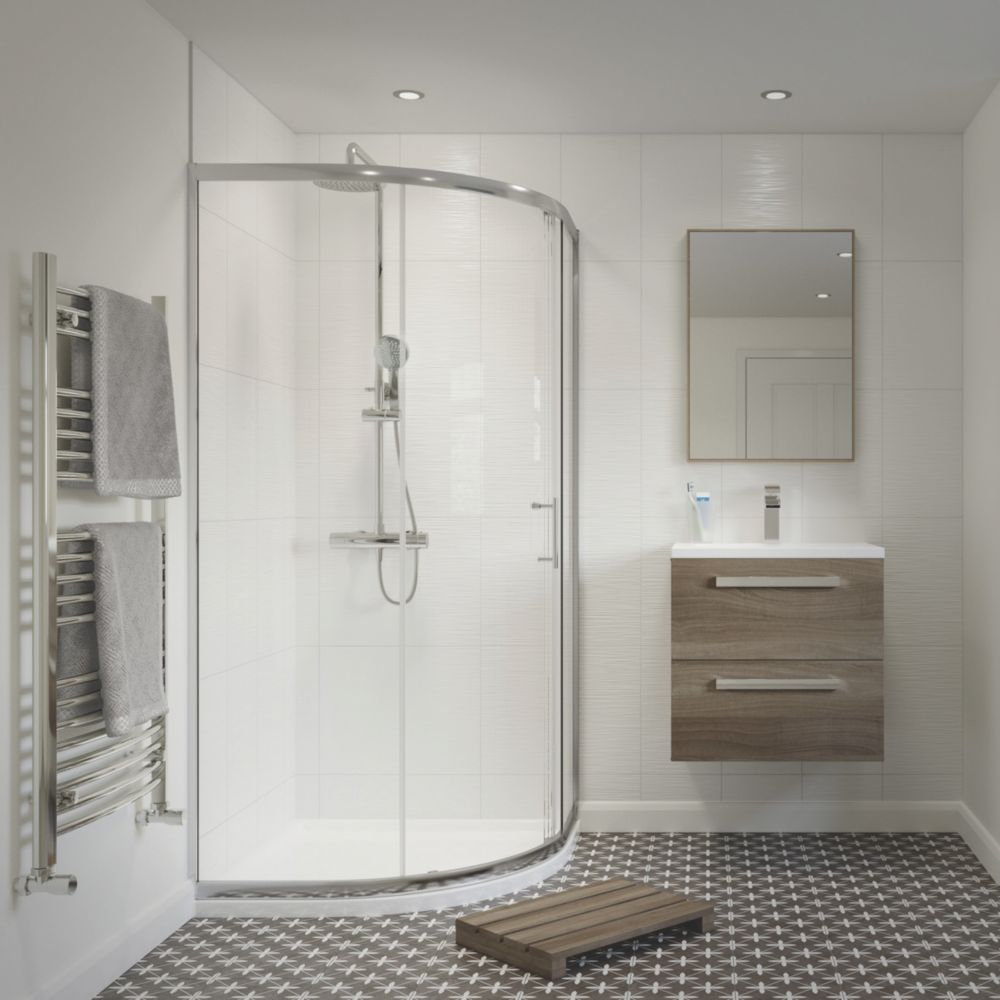 Image of Framed Quadrant Shower Enclosure Reversible Left/Right Opening Polished Silver-Effect/Clear 800mm x 800mm x 1850mm 