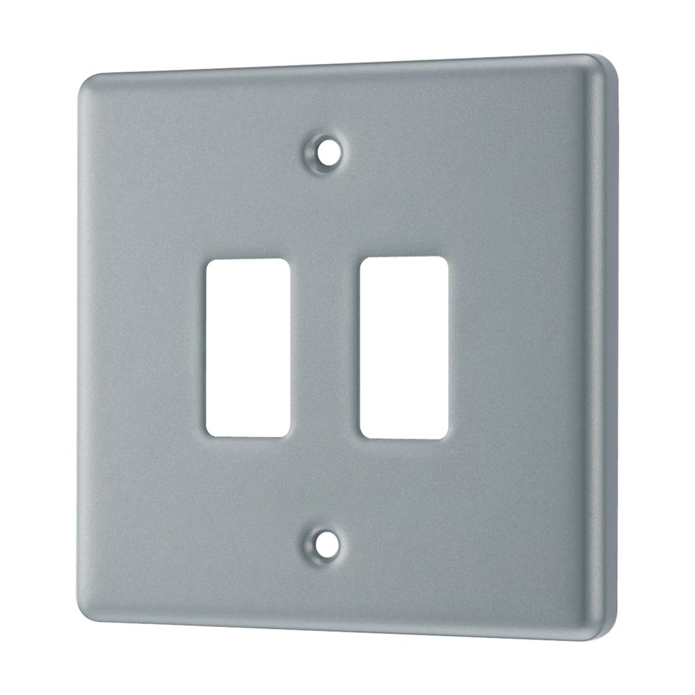 Image of British General Nexus Grid 2-Module Grid Faceplate Grey 