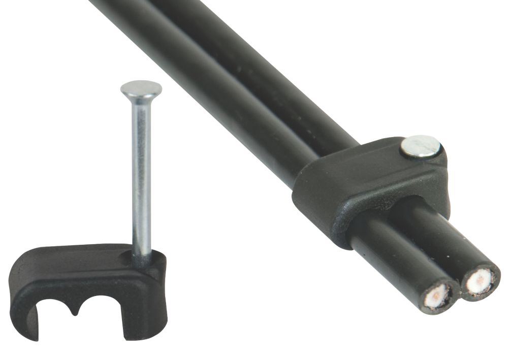 Image of Labgear Black Shotgun Coaxial Cable Clip 0.65mm 100 Pack 