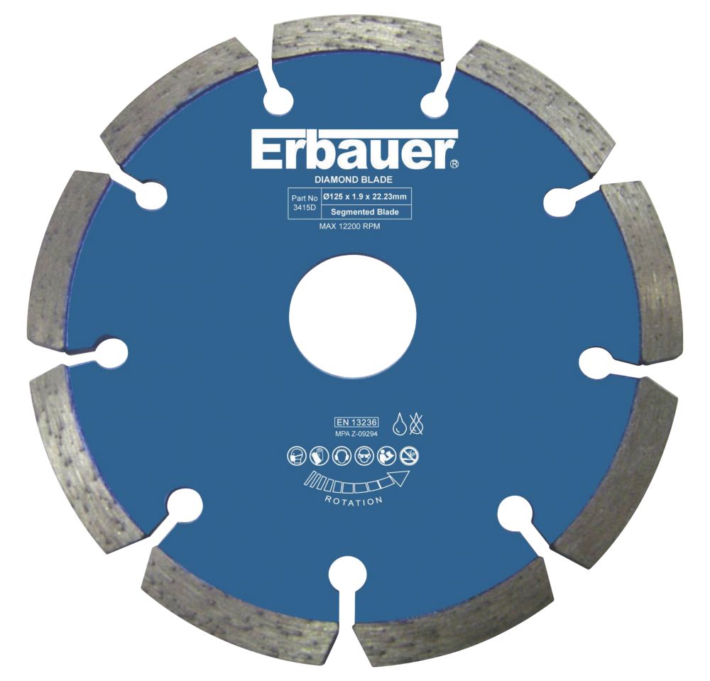 Image of Erbauer Masonry Diamond Wall Chasing Blade 125mm x 22.23mm 2 Pack 