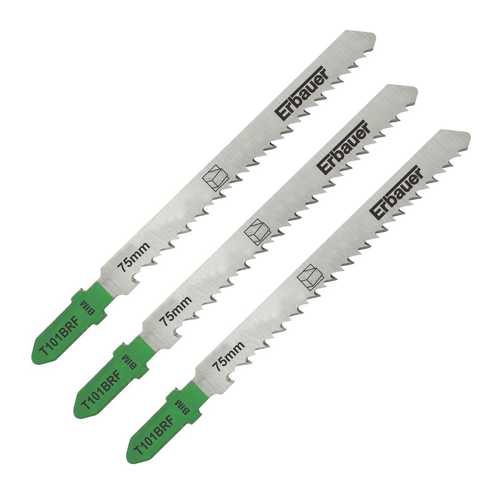 Image of Erbauer T101BRF Laminate Jigsaw Blades 100mm 3 Piece Set 