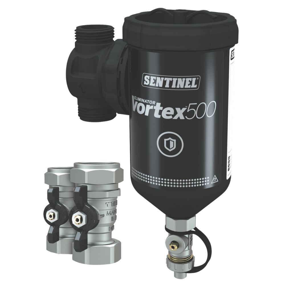 Image of Sentinel Eliminator Vortex500 Central Heating Filter with Valves 28mm 
