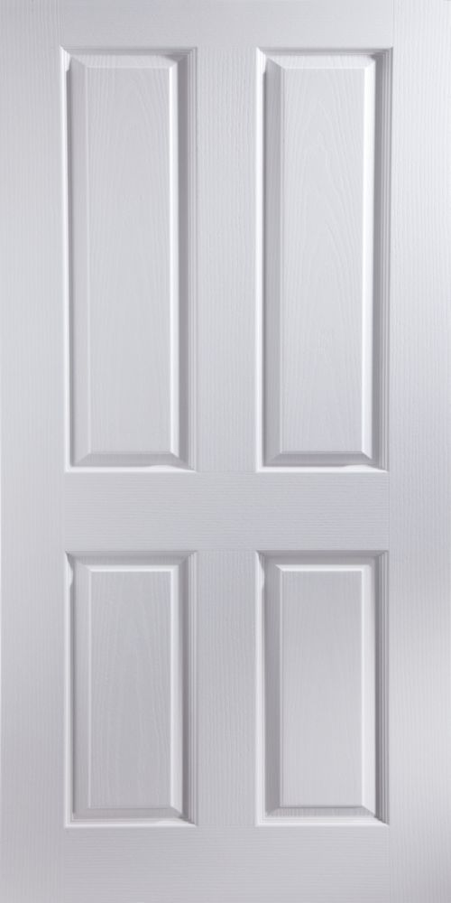 Image of Jeld-Wen Oakfield Primed White Wooden 4-Panel Internal Fire Door 1981mm x 686mm 