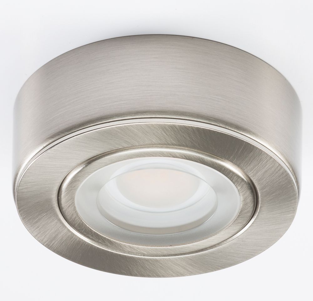 Image of Knightsbridge CAB Round LED Under Cabinet Light Brushed Chrome 2W 140lm 