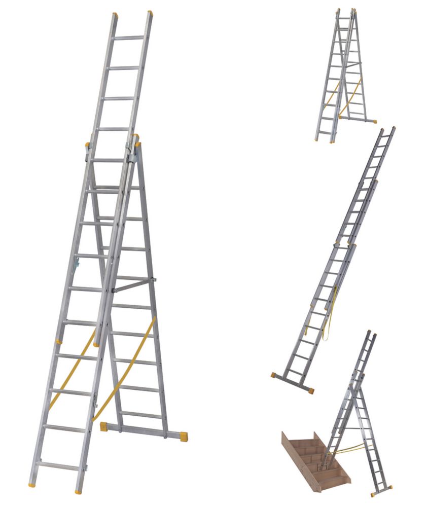 Image of Werner 3-Section 4-Way Aluminium Combination Ladder 6.86m 