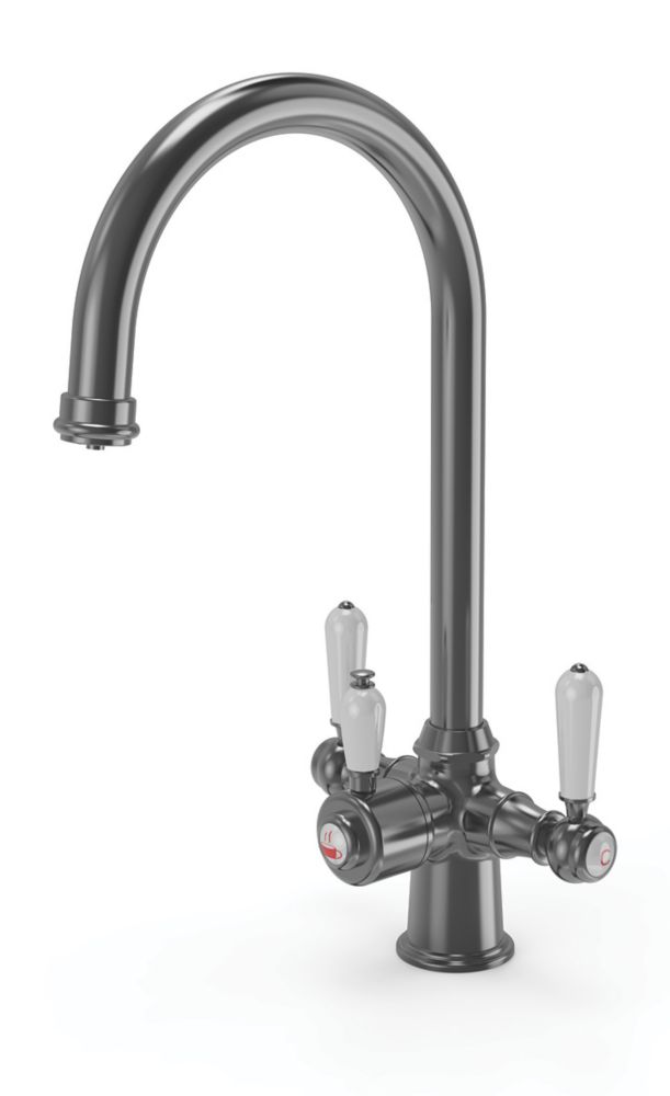 Image of ETAL Traditional Cruciform 3-in-1 Hot Water Kitchen Tap Gun Metal 