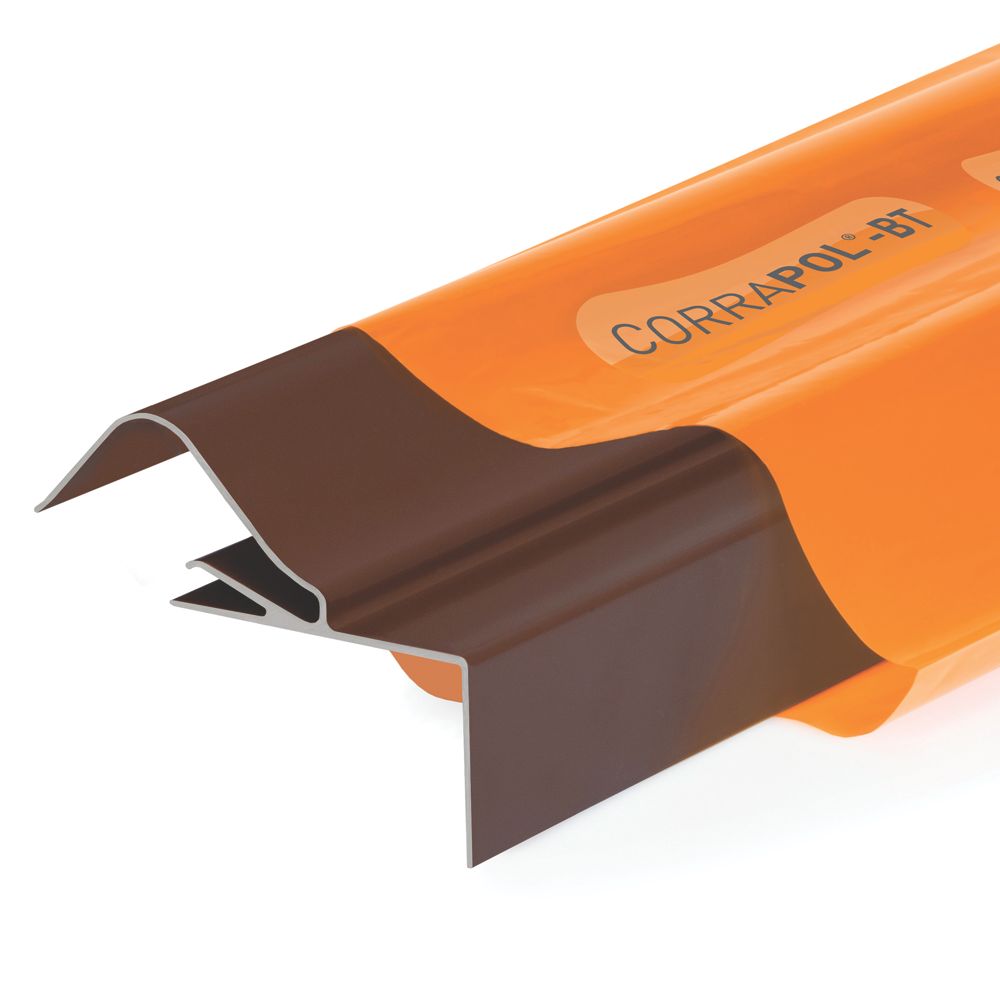 Image of Corrapol-BT Rock n Lock Aluminium Rigid Side Flashing Brown 125 x 97mm x 2m 