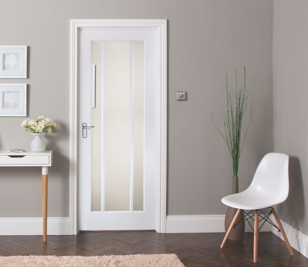 Image of Jeld-Wen Worcester 3-Clear Light Primed White Wooden Traditional Internal Door 1981mm x 838mm 