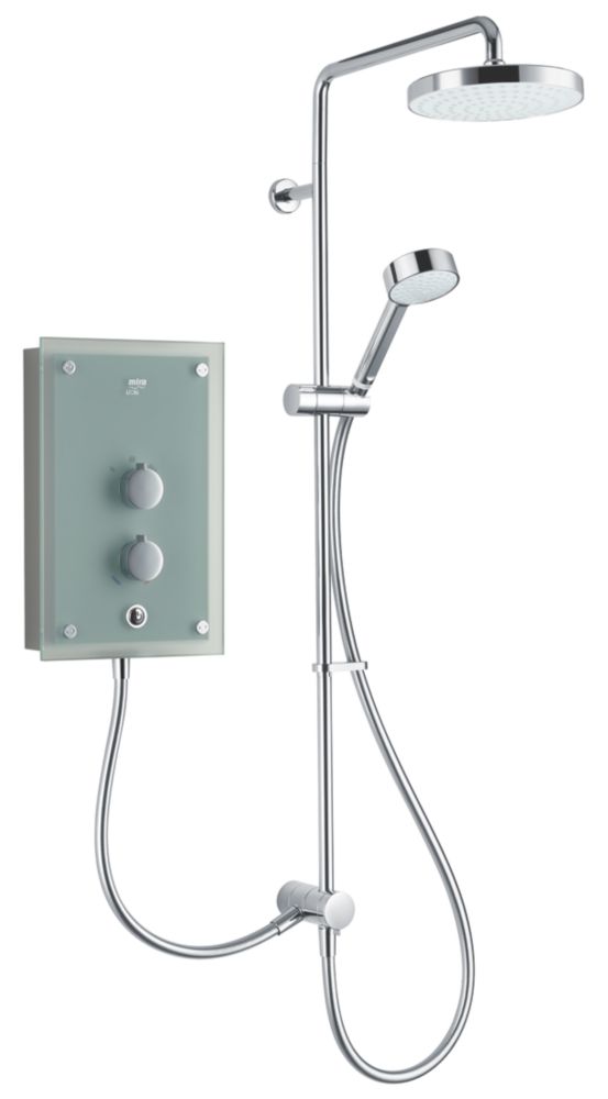 Image of Mira Azora Dual Frosted Green 9.8kW Thermostatic Dual Outlet Electric Shower 