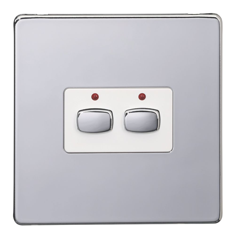 Image of Energenie 2-Gang 2-Way 1A Smart On/Off Light Switch Polished Chrome 