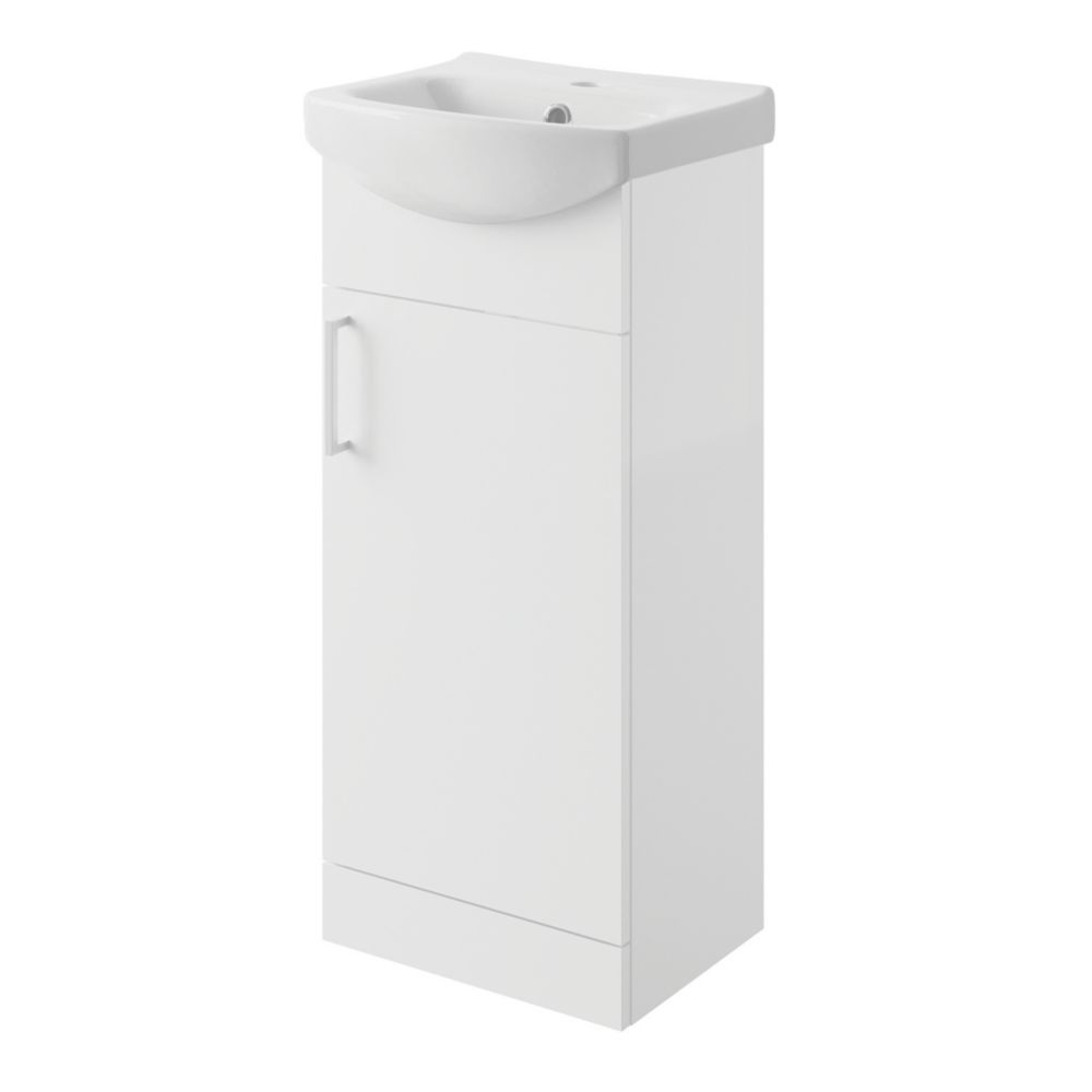 Image of Veleka Vanity Unit & Basin Set Gloss White 400mm x 320mm x 880mm 