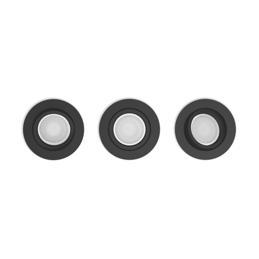 Image of Philips Hue Centura Adjustable Head LED Smart Recessed Downlights Black 6W 1050lm 3 Pack 