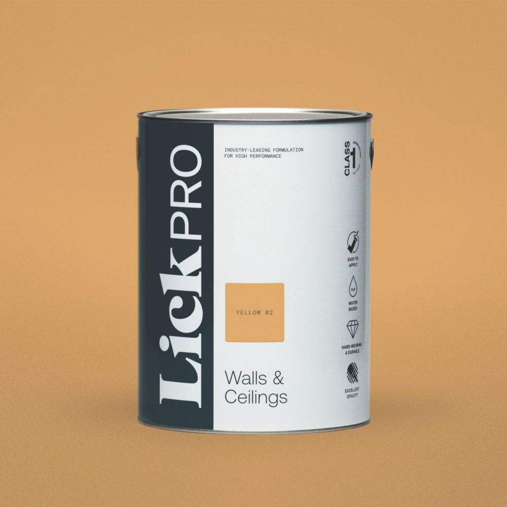 Image of LickPro Eggshell Yellow 02 Emulsion Paint 5Ltr 