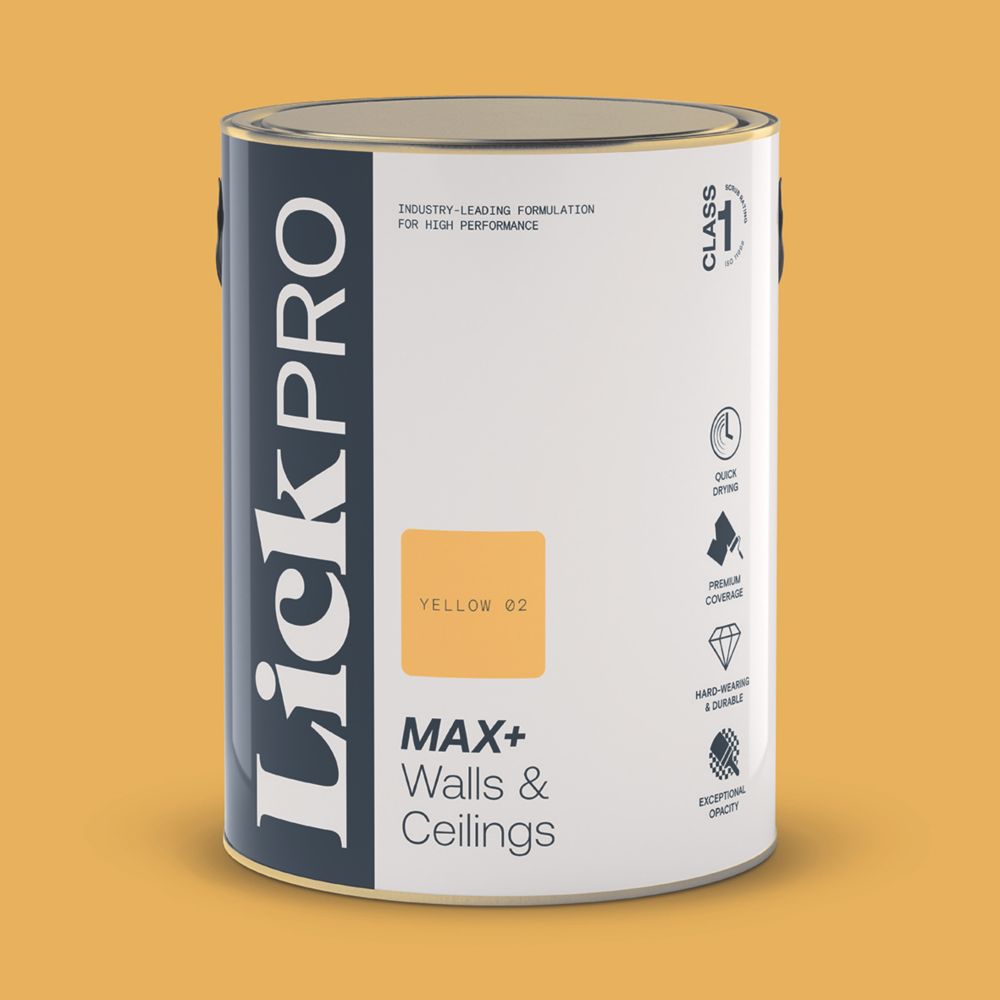 Image of LickPro Eggshell Yellow 02 Emulsion Paint 5Ltr 