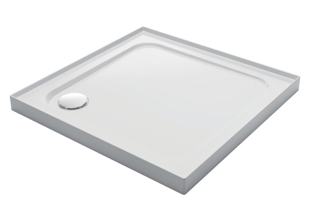 Image of Mira Flight Low Corner Waste Square Shower Tray with 4 Upstands White 900mm x 900mm x 40mm 