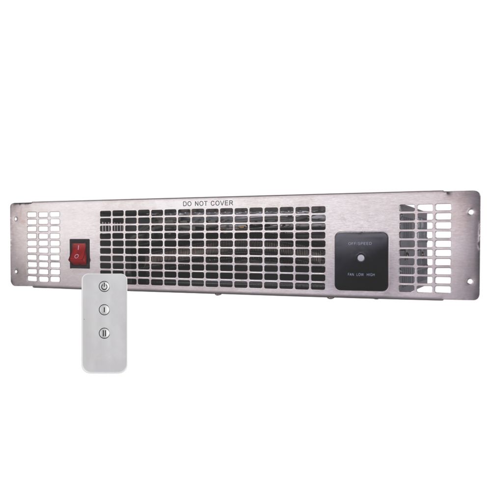 Image of TCP Plinth-Mounted Fan Heater with Remote Silver 2kW 500mm x 100mm 