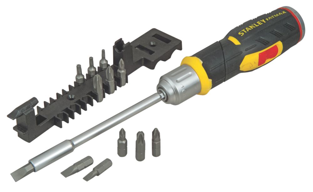 Image of Stanley FatMax Ratchet Multi-Bit Screwdriver Bit Set 13 Pcs 