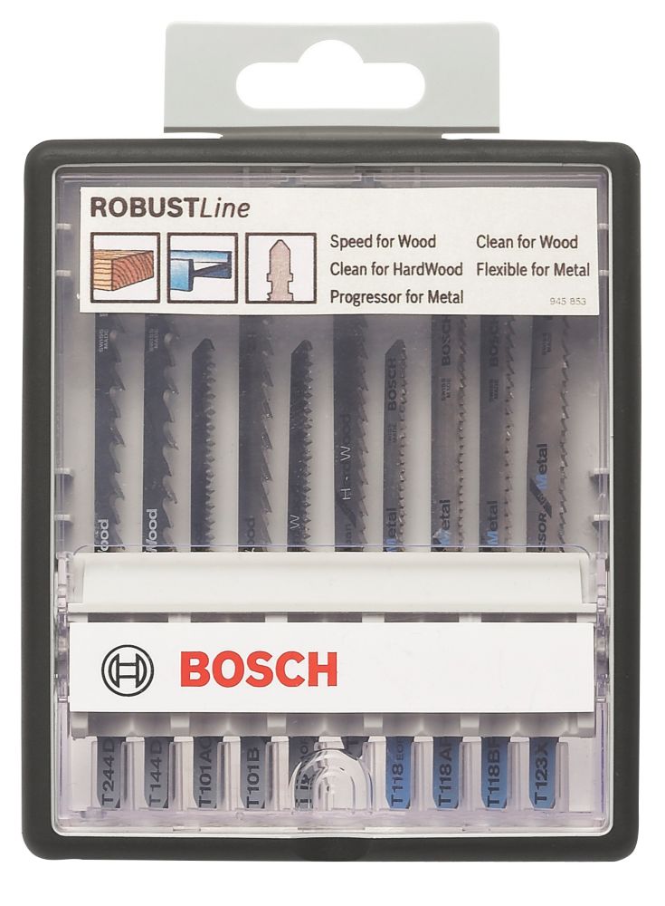 Image of Bosch RobustLine 2.607.010.542 Multi-Material Jigsaw Blade Set 10 Pieces 
