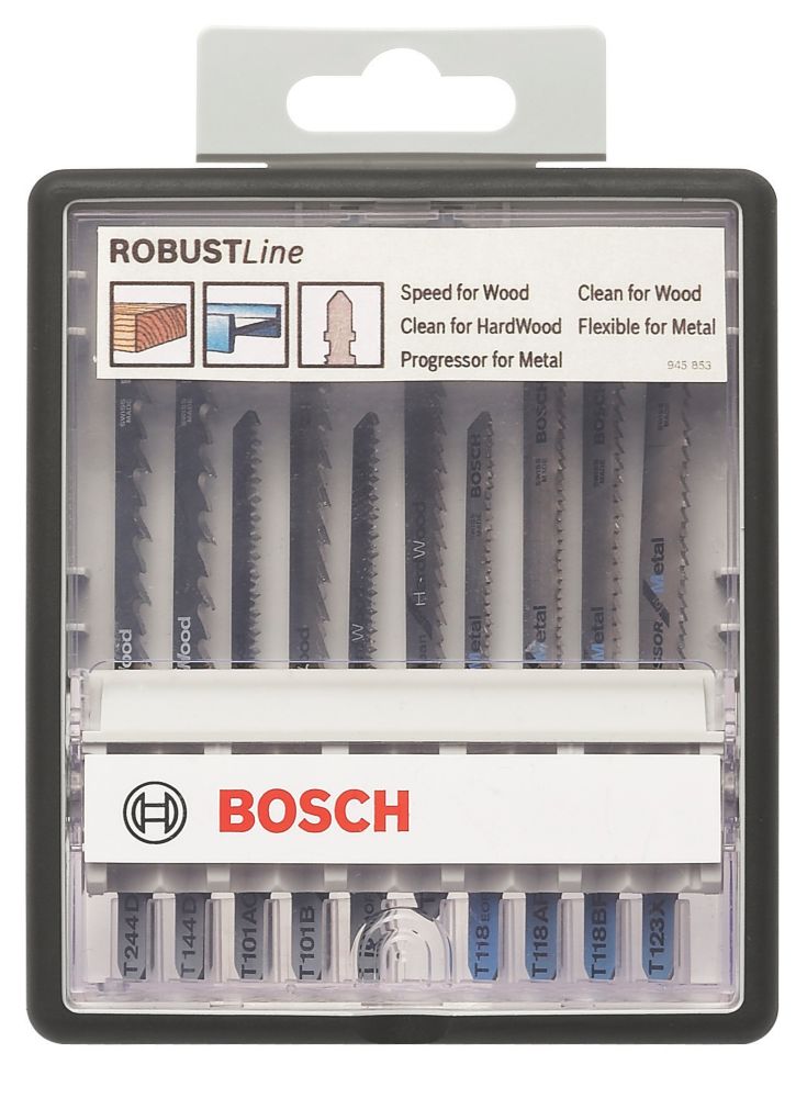 Image of Bosch RobustLine 2.607.010.542 Multi-Material Jigsaw Blade Set 10 Pieces 