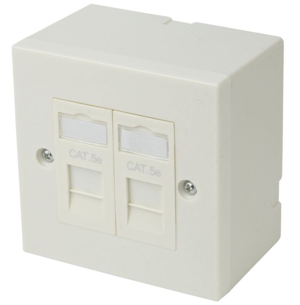 Image of Philex Cat 5e 2 Port RJ45 Ethernet Socket White 