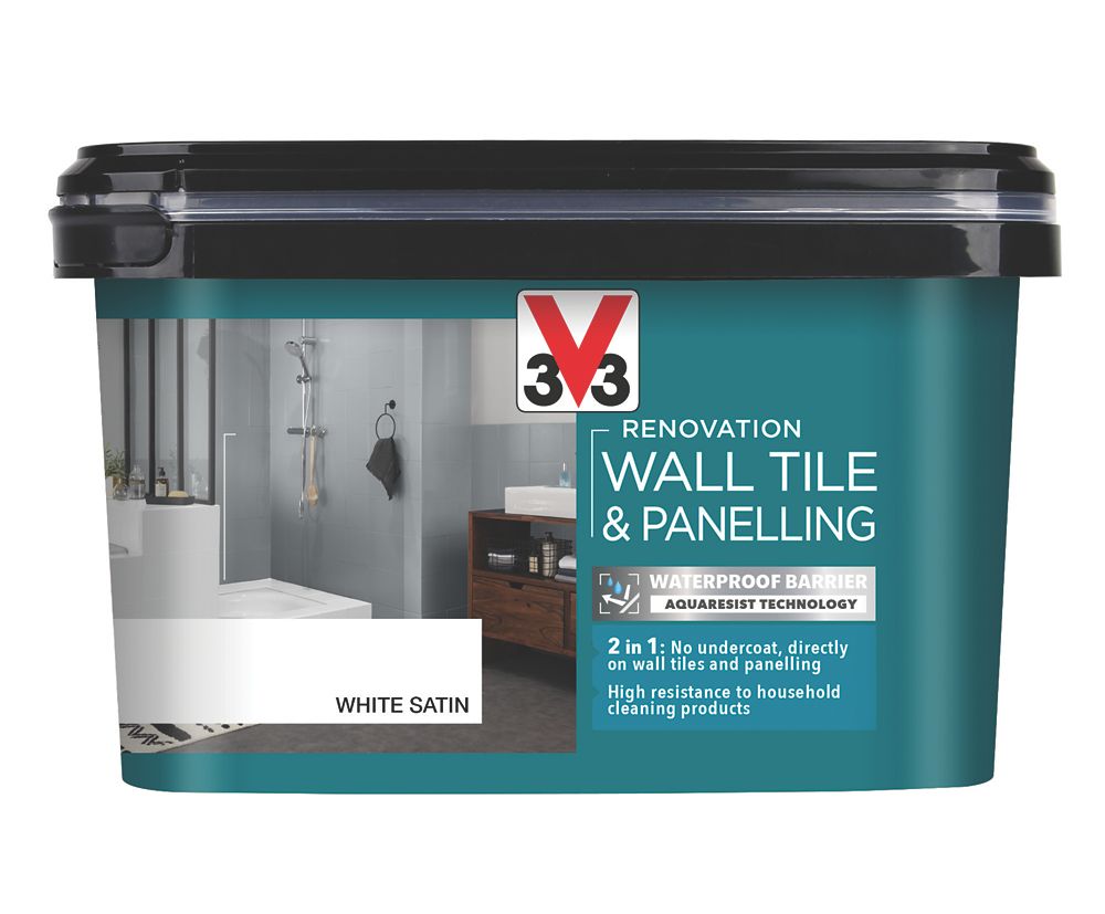 Image of V33 Renovation Wall Tile & Panelling Paint Satin White 2Ltr 