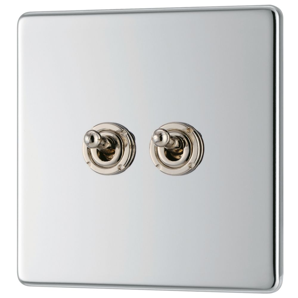 Image of LAP 20A 16AX 2-Gang 2-Way Toggle Light Switch Polished Chrome 