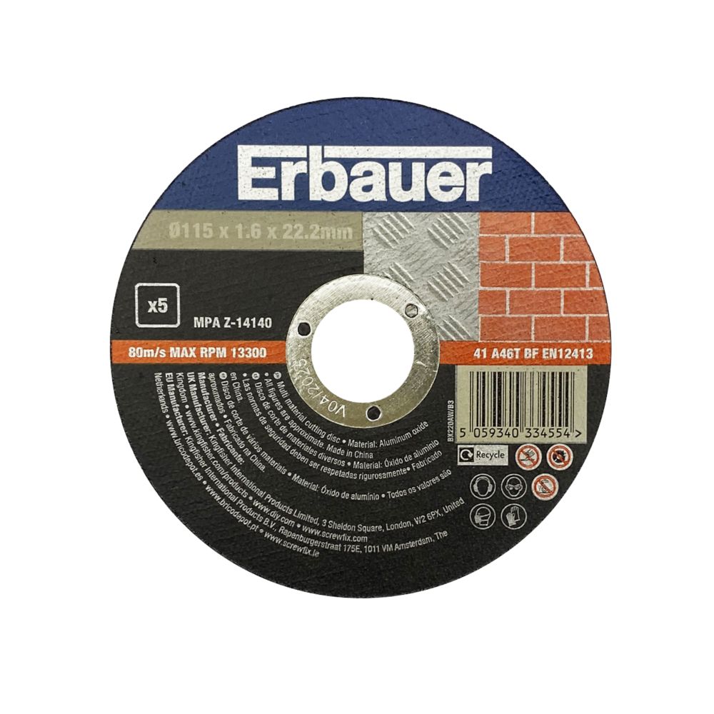 Image of Erbauer Multi-Material Cutting Discs 4 1/2" 