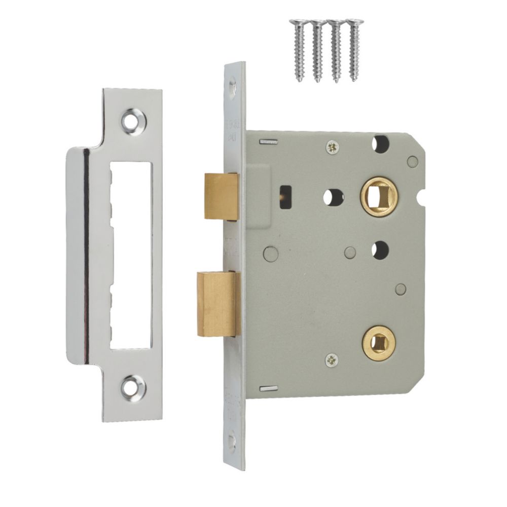 Image of ERA Chrome Effect Bathroom Lock 76mm Case - 56mm Backset 