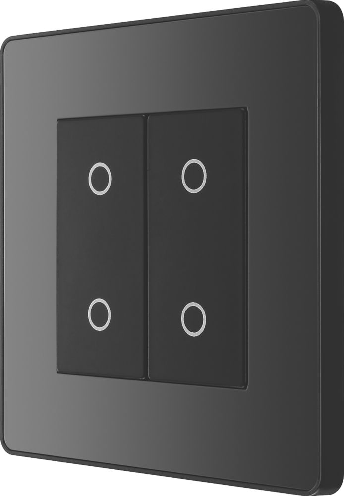 Image of British General Evolve 2-Gang 2-Way LED Double Master Touch Trailing Edge Dimmer Switch Black with Black Inserts 