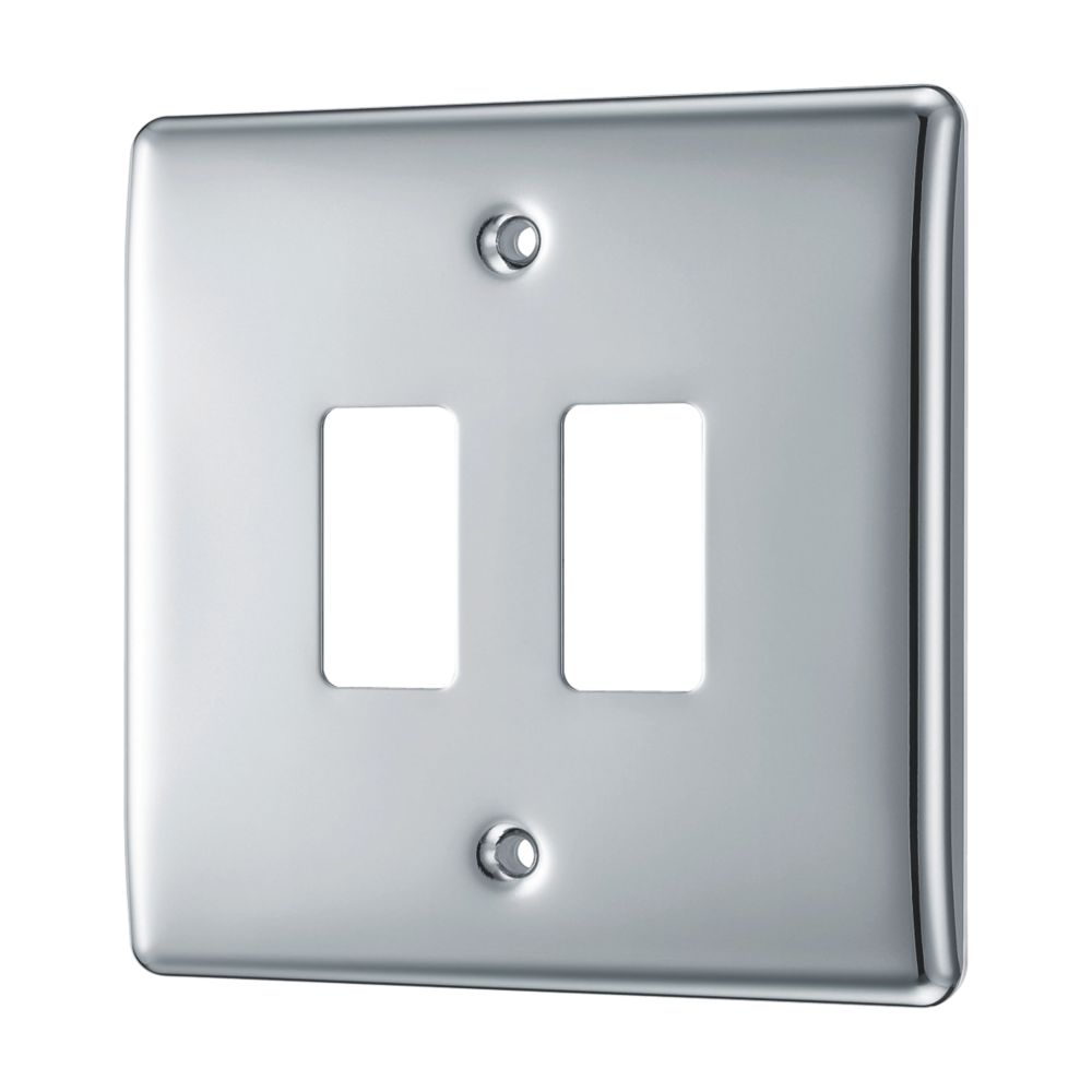 Image of British General Nexus Grid 2-Module Grid Faceplate Polished Chrome 