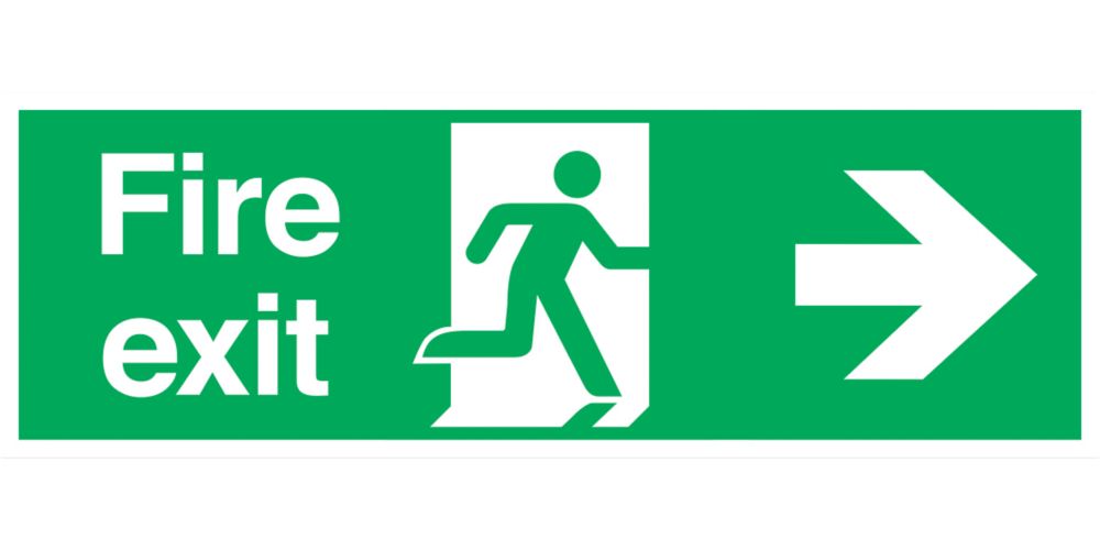 Image of Non Photoluminescent "Fire Exit Right" Signs 150mm x 450mm 100 Pack 