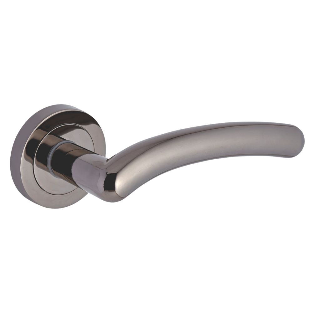 Image of Smith & Locke Bourne Fire Rated Lever on Rose Door Handles Pair Black Nickel 