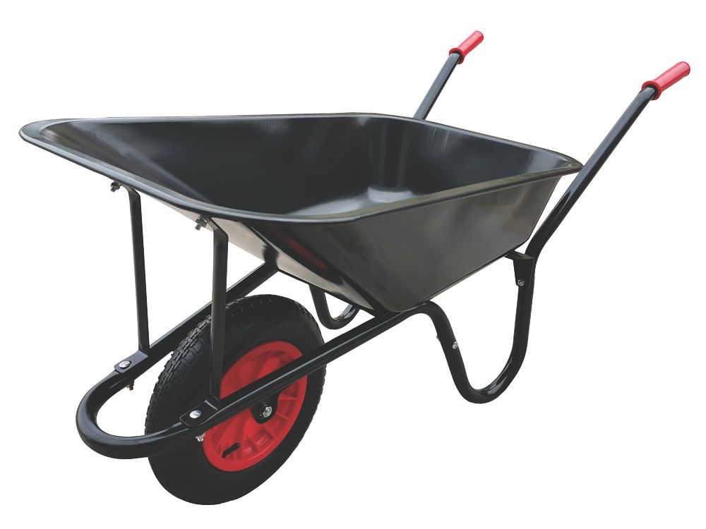 Image of Forge Steel W02 Pneumatic Wheels Wheelbarrow Black 85Ltr 