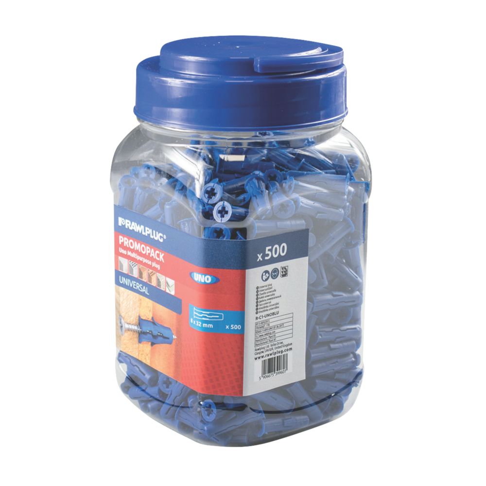 Image of Rawlplug Uno Wall Plugs 8mm x 32mm 500 Pack 