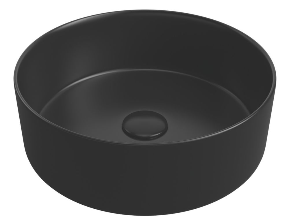 Image of Matt Black Bathroom Washbowl No Tap Holes 355mm 