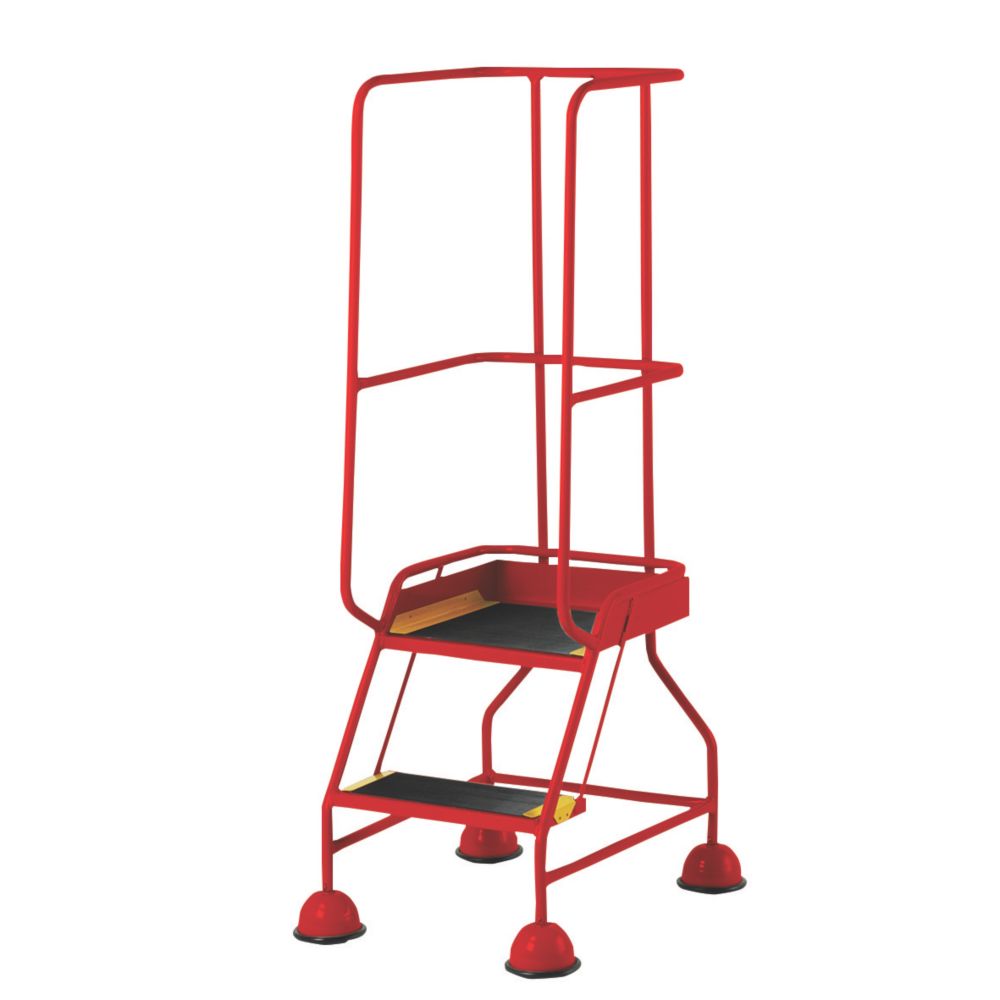 Image of TB Davies Stepmobile Plus Steel 2-Treads Red Warehouse Steps 0.51m 
