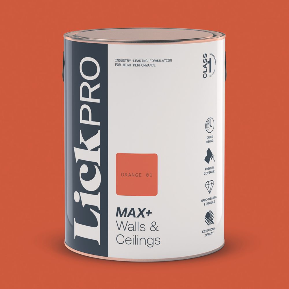 Image of LickPro Matt Orange 01 Emulsion Paint 5Ltr 