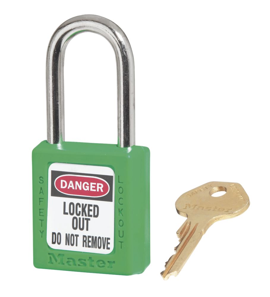 Image of Master Lock Loto Safety Lock-Off Padlock Green 20mm x 38mm 
