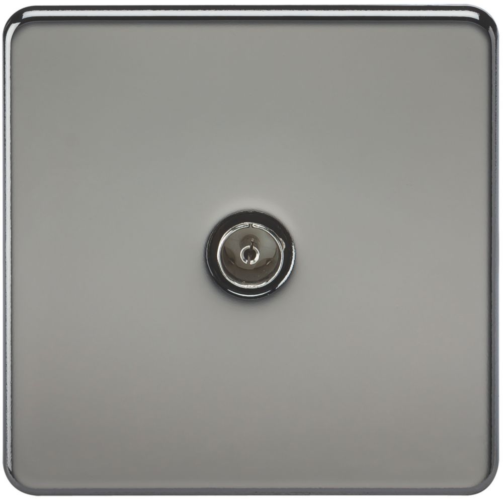 Image of Knightsbridge 1-Gang Coaxial TV Socket Black Nickel 