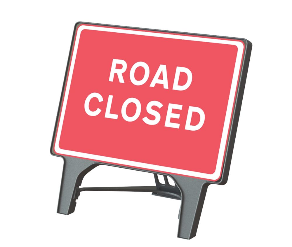 Image of Melba Swintex Q Sign Rectangular "Road Closed" Traffic Sign 1070mm x 1085mm 
