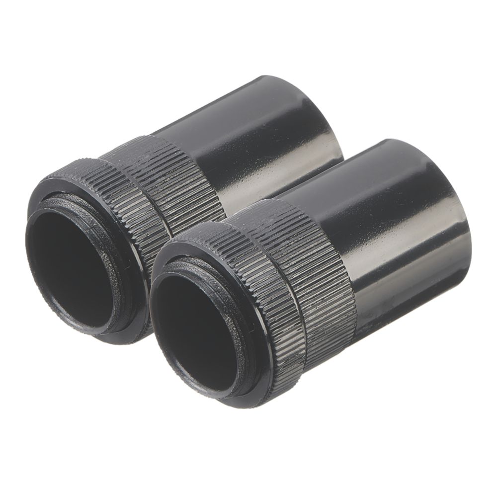 Image of Deta TTE Male Conduit Adaptors 20mm Black 2 Pack 