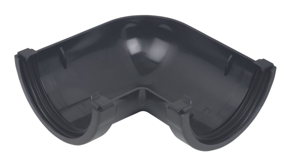 Image of FloPlast Mini Line 90Â° Half Round Bracket Black 76mm 